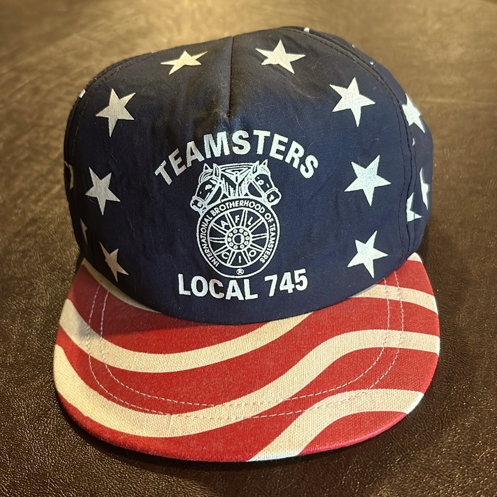 Teamsters Local 745 Vintage USA Flag Cap Hat SnapBack